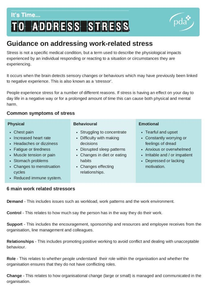 thumbnail of Guidance on addressing work-related stress