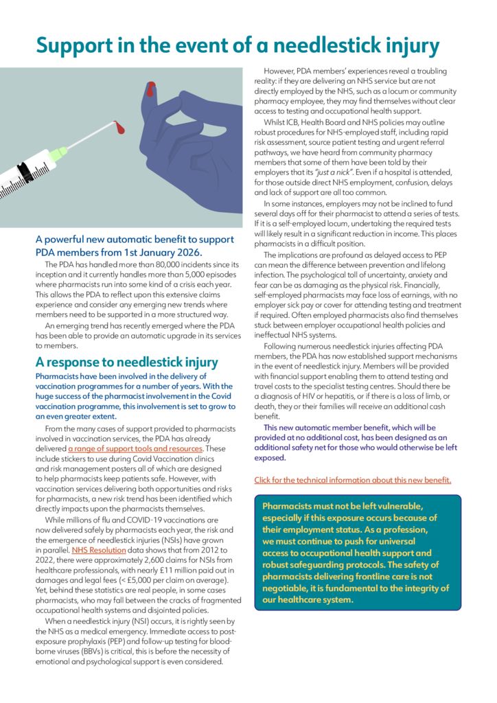 thumbnail of PDA Needlestick Injury Support