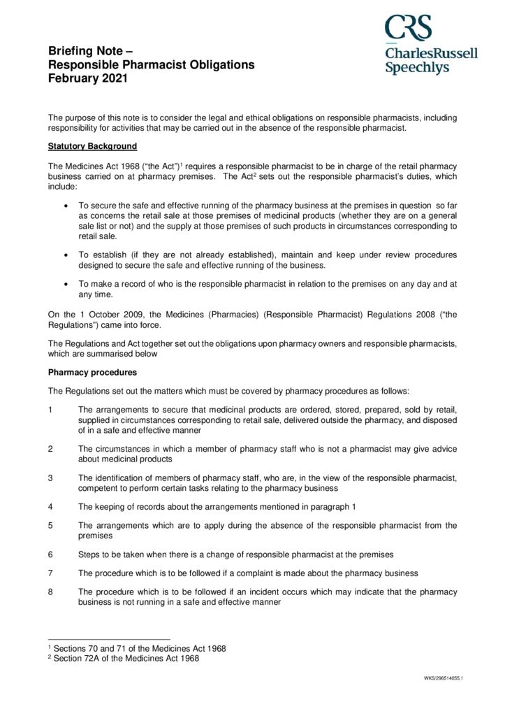 thumbnail of Responsible Pharmacist Obligations briefing note_296514055_1