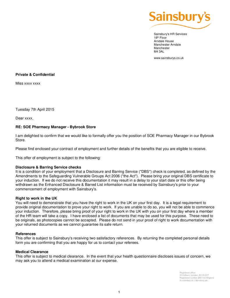 thumbnail of Sainsbury’s Pharmacy Manager Contract- April 2015