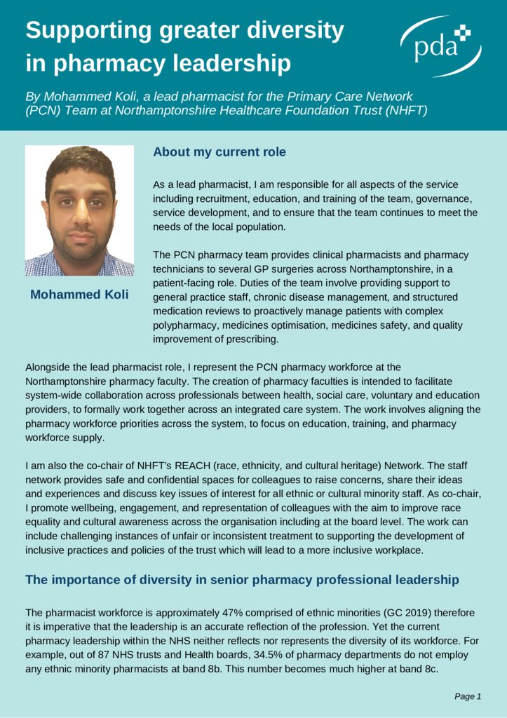 thumbnail of Supporting greater diversity in pharmacy leadership